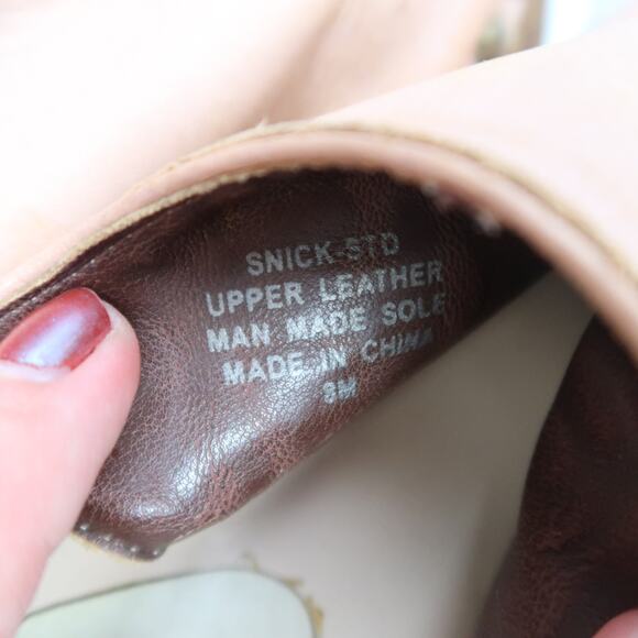 Jeffrey Campbell Snick Tan Leather Studded Wooden Wedge Heel Clogs 8 - Picture 8 of 8